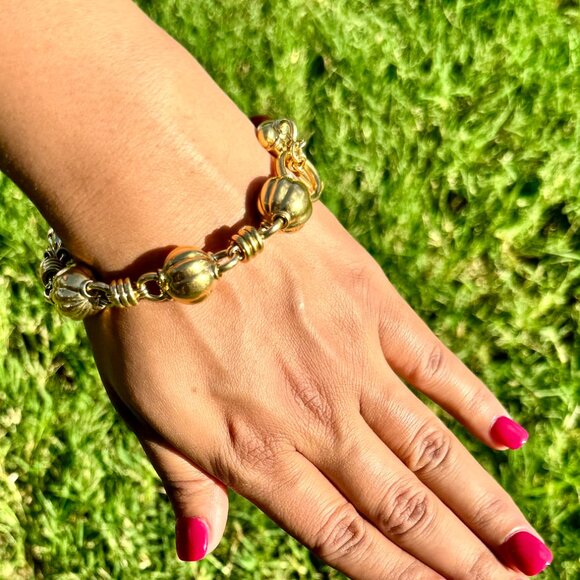 Estate Primavera Preziosi Italian Solid 18K Gold Carnelian Bead Toggle Bracelet - Picture 10 of 10